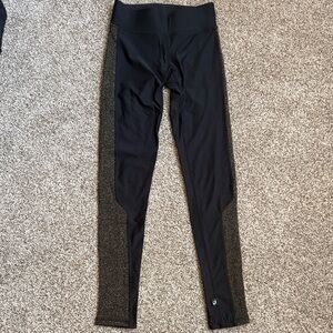 Terez Black Leggings with Gold Sparkle Side Panels